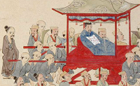 Ein Hauptgesandter während einer Edo-nobori (Bildrolle, ORJ). 