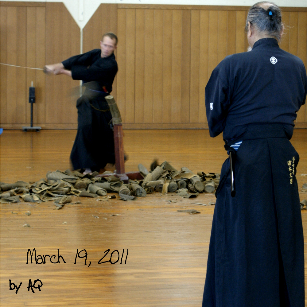 Hamamoto Sensei's cutting day (battokai), March 19, 2011, at Okinawa Prefectural Budokan.
