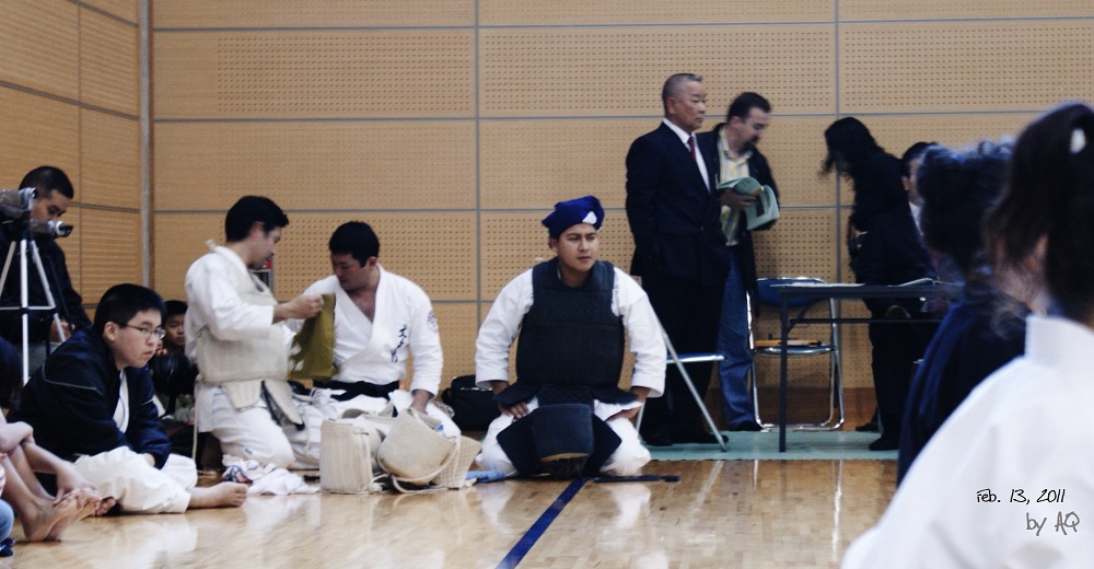 Memo Aparicio Tejeda just prior to his bout during the first kumibo tournament of the Okinawa Traditional Kobudo Association was held February 13, 2011.