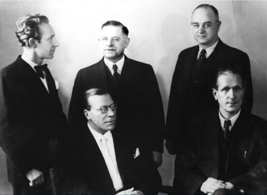 Standing from left to right: Aloys Odenthal, Ernst Klein, Josef Lauxtermann. Seated from left to right: Dr. August Wiedenhofen, Dr. Karl Müller