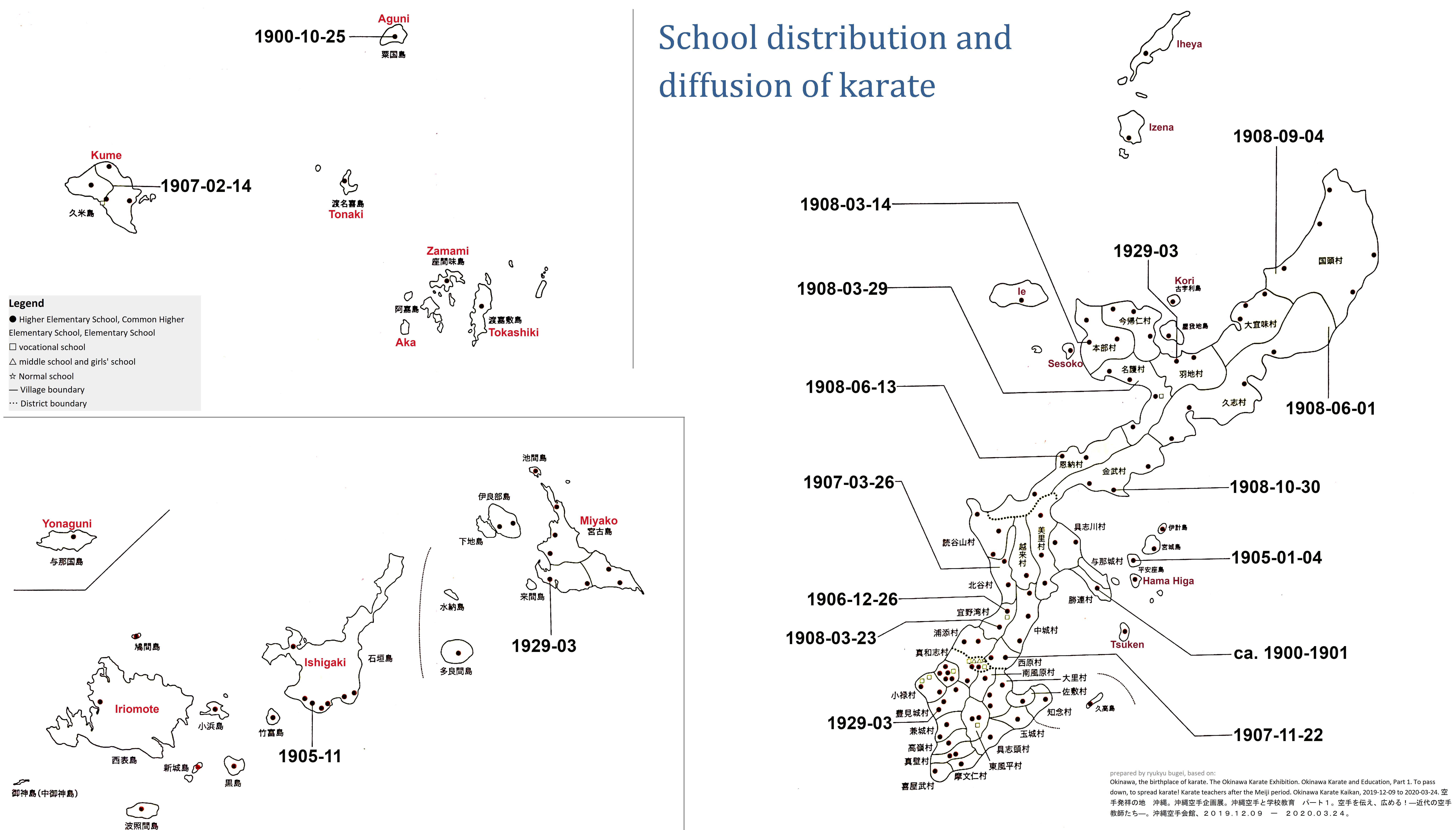 Map of school distribution and karate diffusion